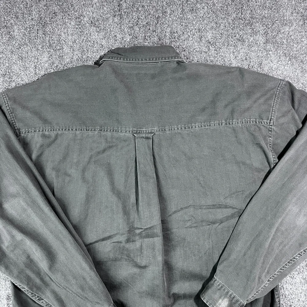 VTG 90s Structure Men's Large Dark Gray Long Sleeve 100% Cotton Button-Up Shirt - Picture 3 of 11